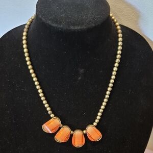 Elegant Gold and Orange Beaded Necklace